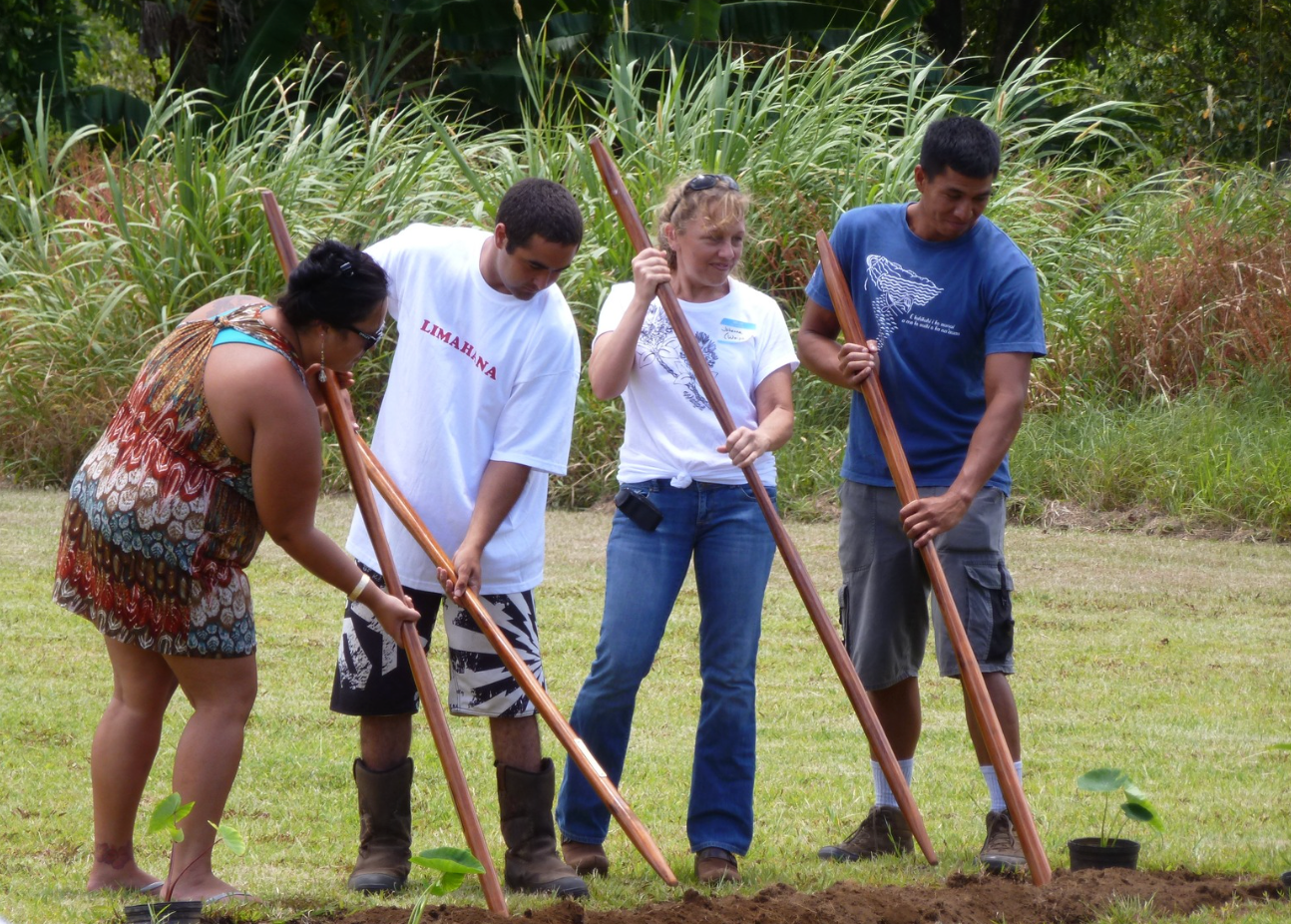<h4>Roughly 4,000 learners are served annually with funding from KS, Hau’oli Mau Loa Foundation, the Hawai’i Community Foundation, and other private donors. The groundbreaking ceremony is held on June 8th. Hundreds of fruit trees are planted, removal of hau bush from the stream site is started, and the camping program is established.</h4>